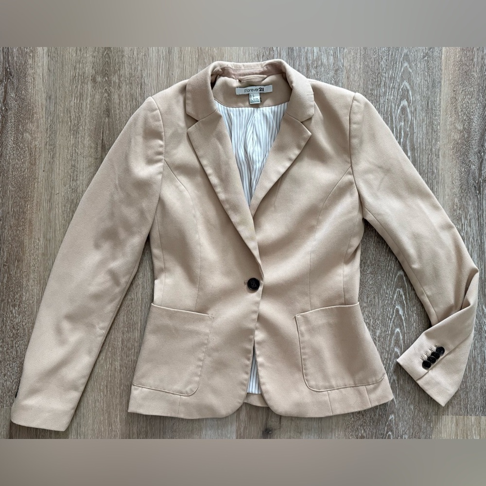 Forever 21 Beige Single-Button Tailored Blazer